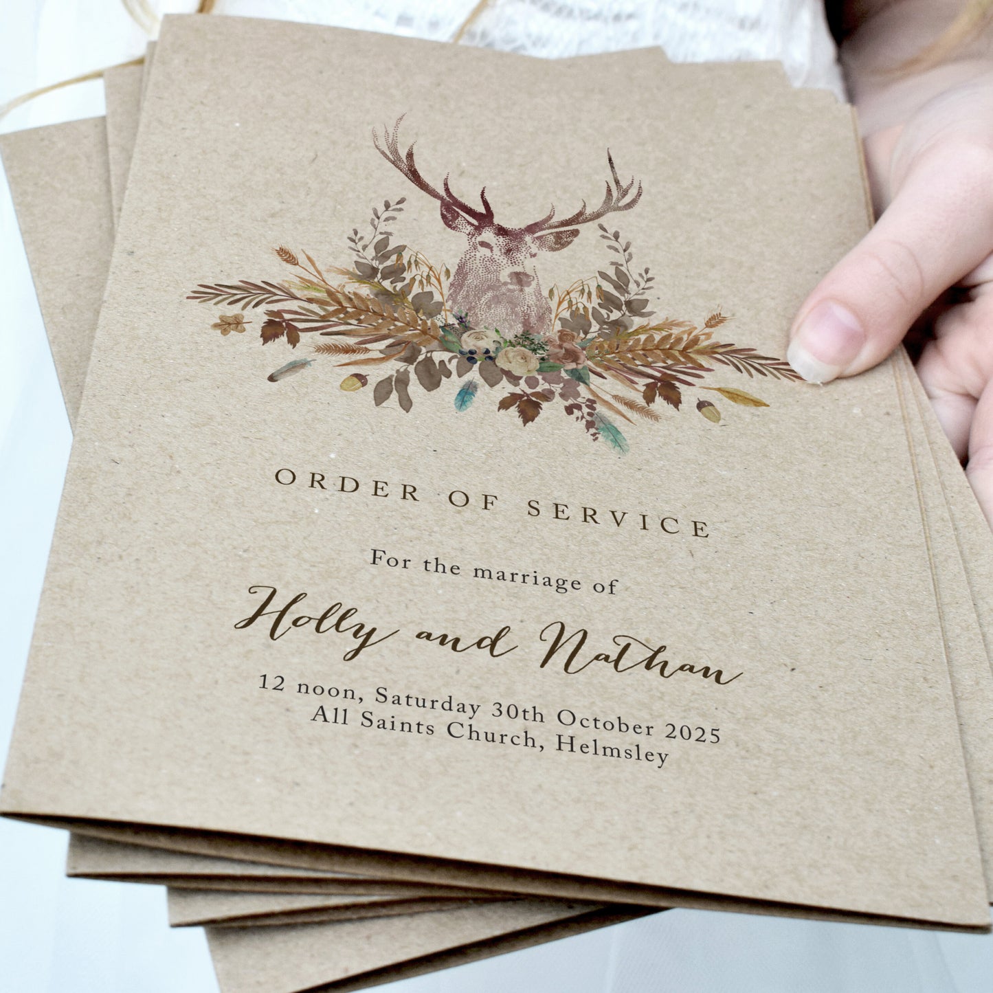 8 PAGE 'Highland Autumn Kraft' Wedding Order of Service Booklet
