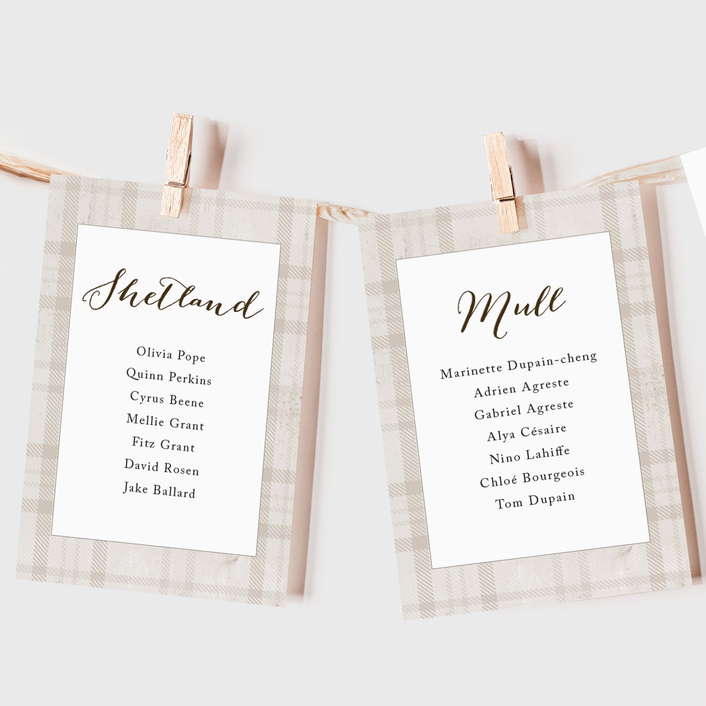 Highland Autumn Wedding Seating Plan Cards