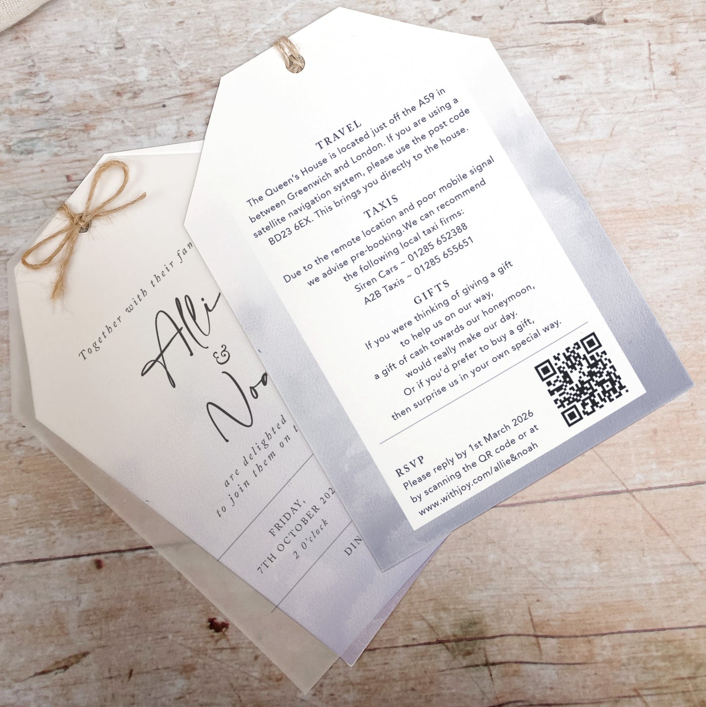 Lavender Vellum Tag Wedding Invitation