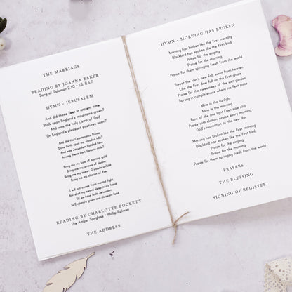 8 PAGE 'Winter Foliage' Wedding Order of Service Booklet