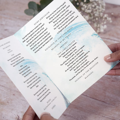 4 PAGE 'Ocean Road' Wedding Order of Service Booklet