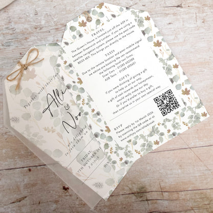 Autumn Willow Vellum Tag Wedding Invitation