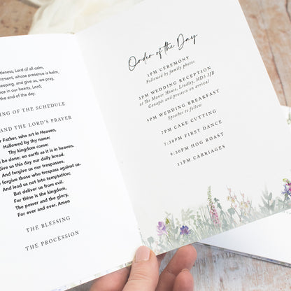 8 PAGE 'Secret Garden' Wedding Order of Service Booklet