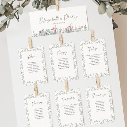 Secret Garden Wedding Seating Plan Cards