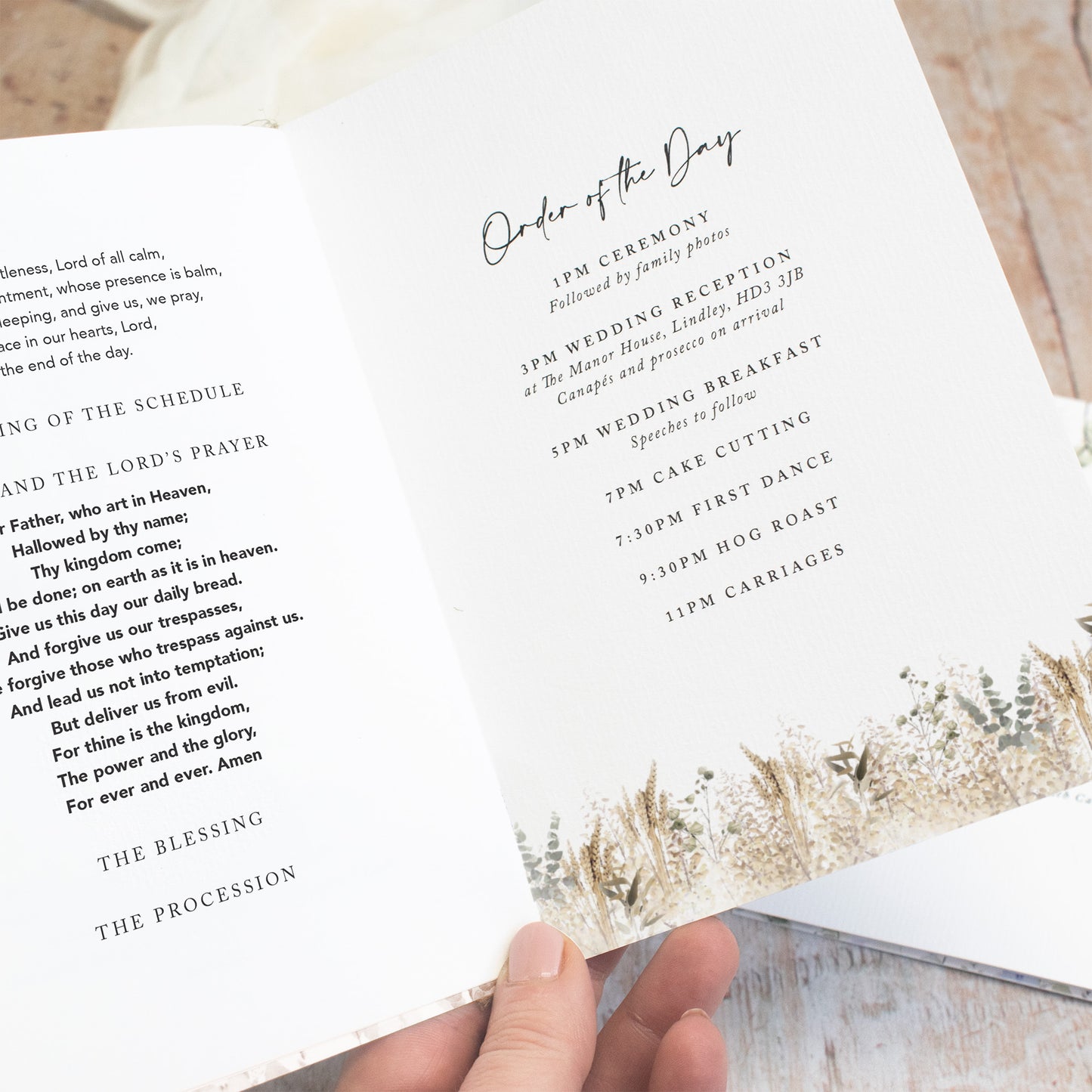 8 PAGE 'Whimsical Autumn' Wedding Order of Service Booklet
