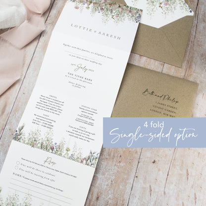 rustic 'all in one' wedding invitations