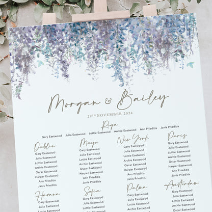 Purple wedding table plan