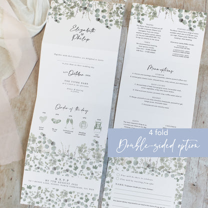 Willow 4 Fold Concertina Wedding Invitation