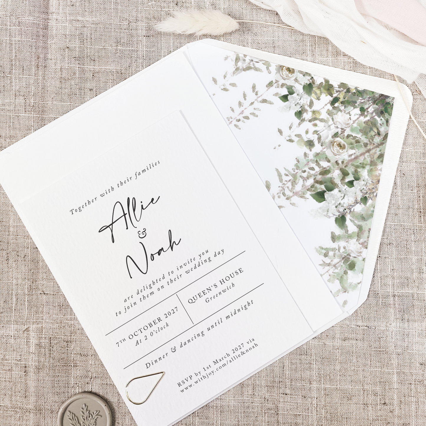 Whimsical Windsor Wedding Invitation Stack