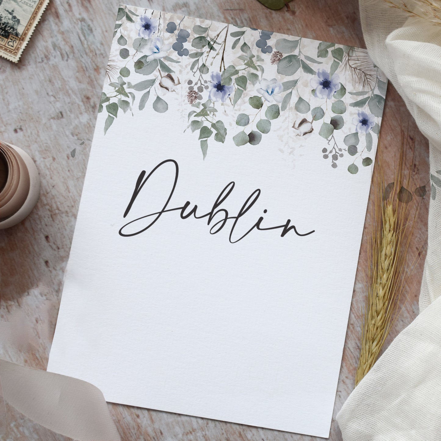 Winter Foliage Table Name Cards