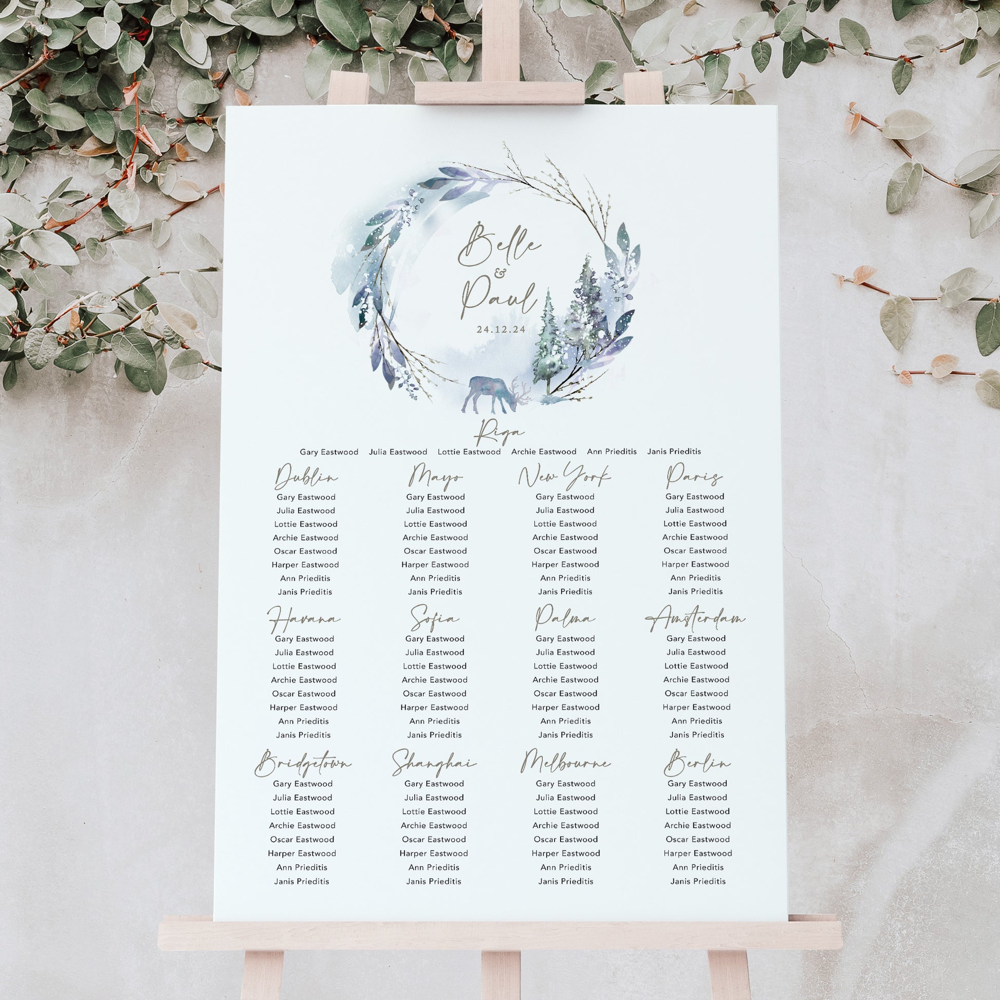 Wedding Table Plan for a winter wedding