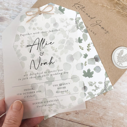 Willow Vellum Tag Wedding Invitation