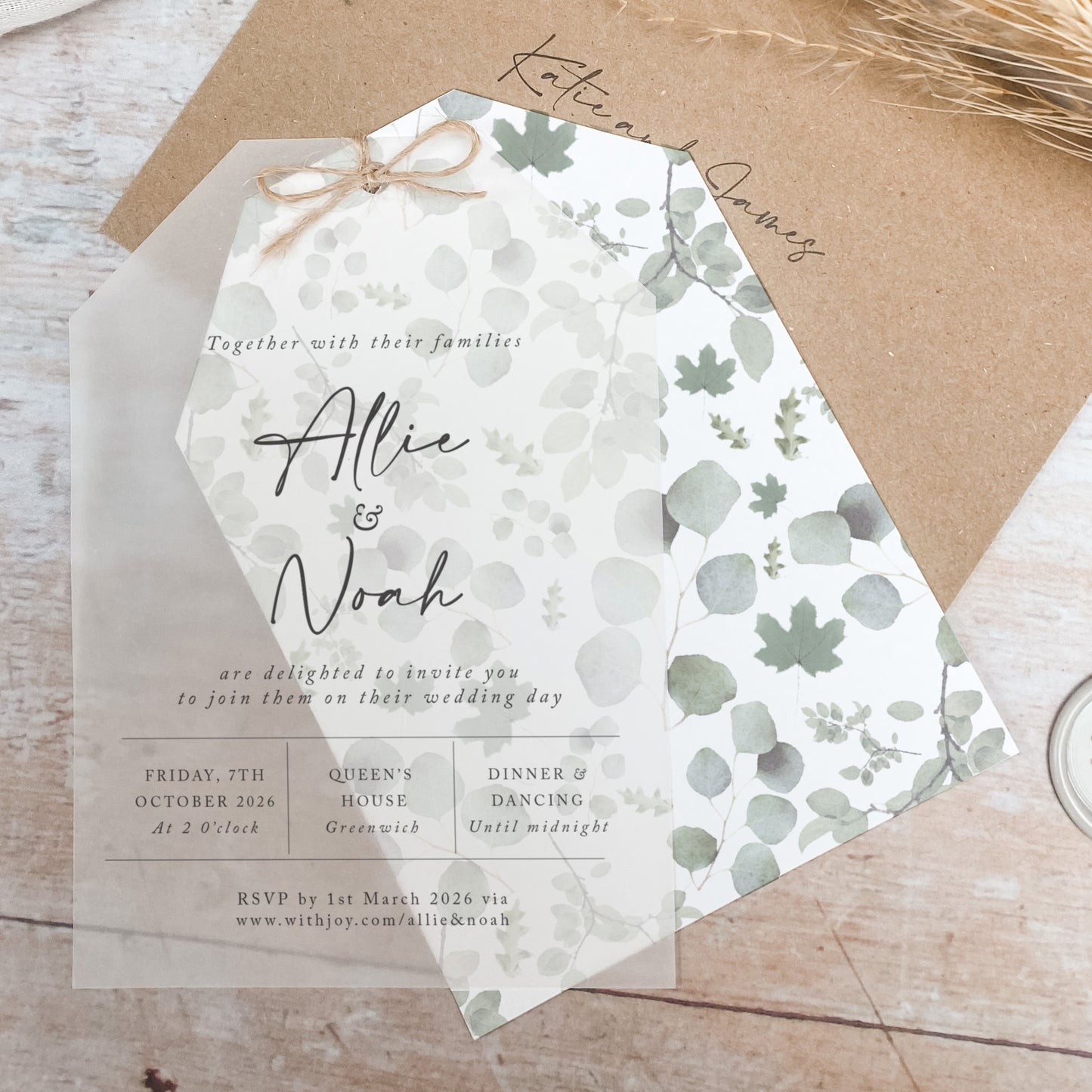 Willow Vellum Tag Wedding Invitation