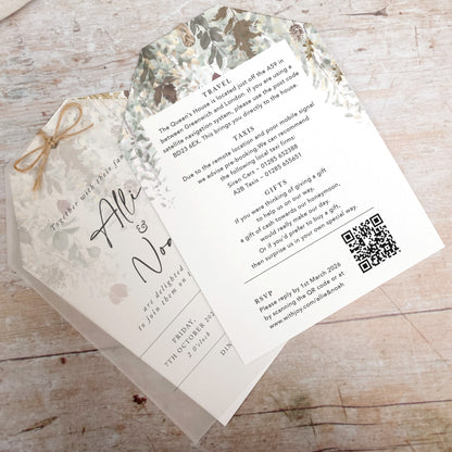 Autumn Foliage Vellum Tag Wedding Invitation