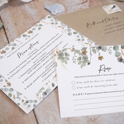 Autumn Willow 3 fold Concertina Wedding Invitation