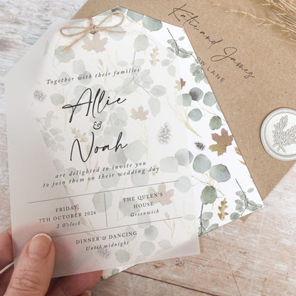 Autumn Willow Vellum Tag Wedding Invitation