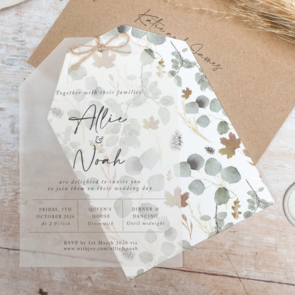 Autumn Willow Vellum Tag Wedding Invitation