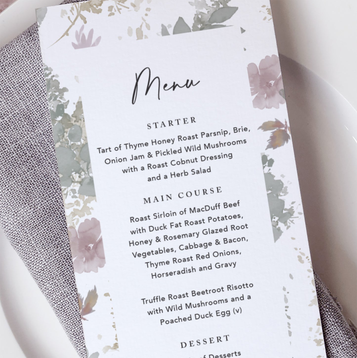 Autumnal Wedding Menu Cards