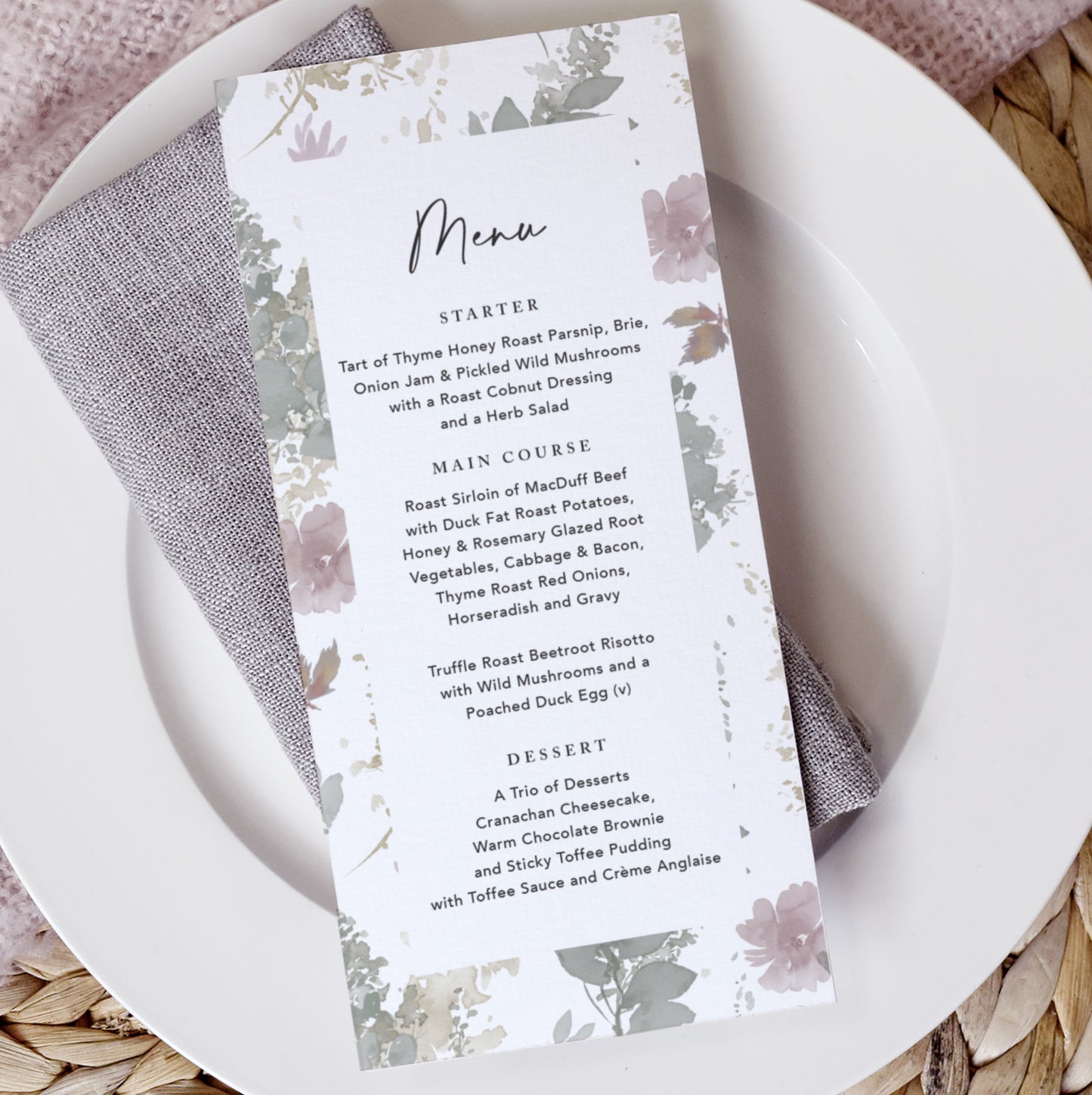 Autumnal Wedding Menu Cards