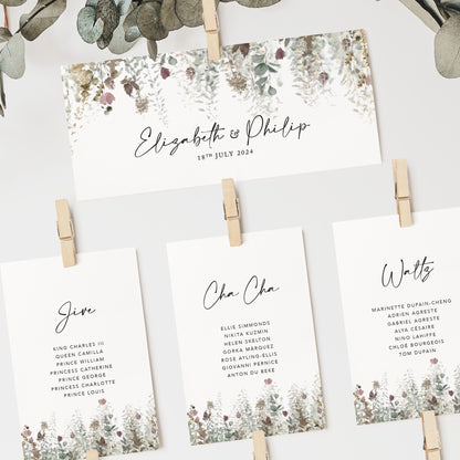 Autumn Foliage Wedding Seating Plan Cards