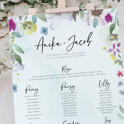 Flower Press Wedding Table Plan