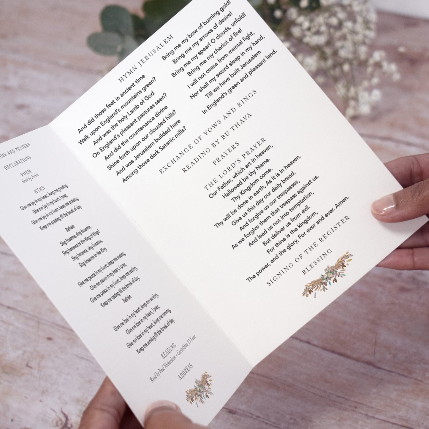 4 PAGE 'Highland Autumn' Wedding Order of Service Booklet