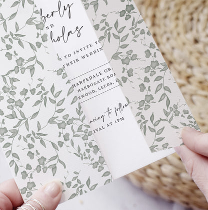 sage green modern wedding invitations