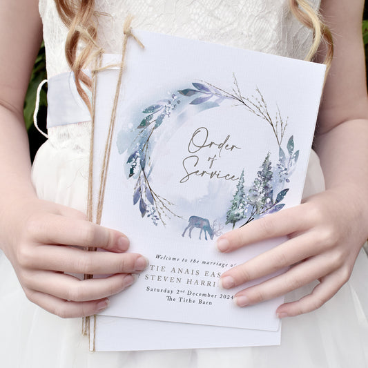 8 PAGE 'Winter' Wedding Order of Service Booklet