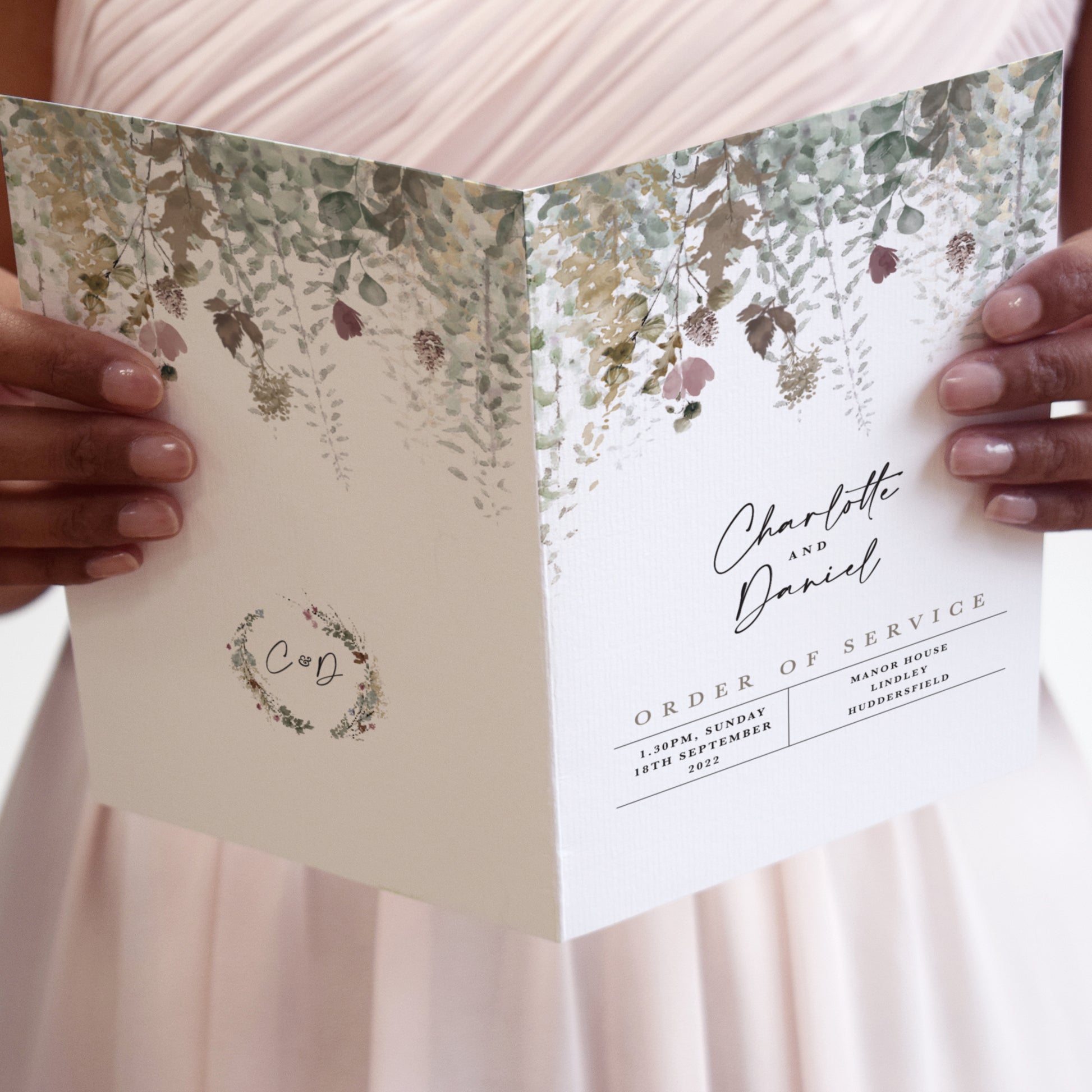 autumn wedding Order of Service booklets