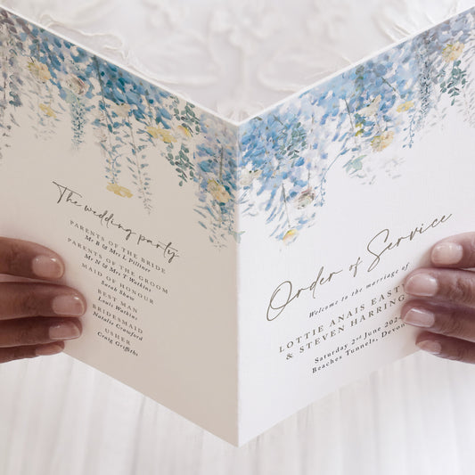 4 PAGE 'Whimsical Coast' Wedding Order of Service Booklet