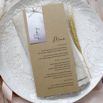 Lavender Guest Tag Menu Cards