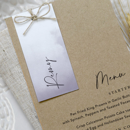 Lavender Guest Tag Menu Cards