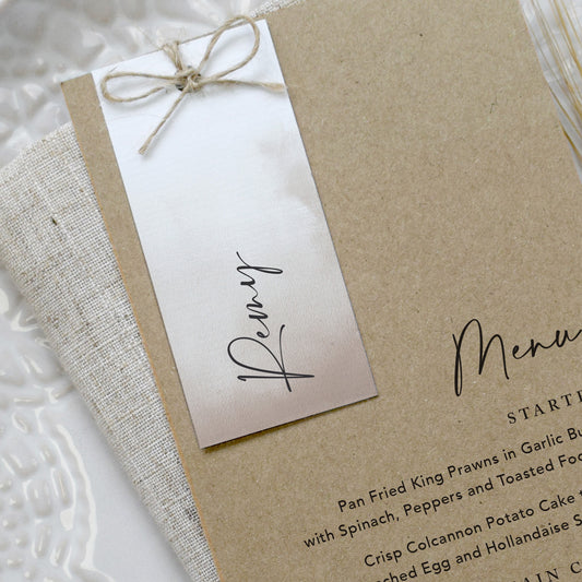 Mocha Guest Tag Menu Cards