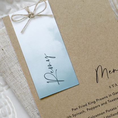 Ocean Blue Guest Tag Menu Cards