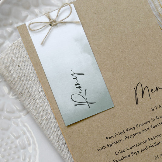 Sage Green Guest Tag Menu Cards