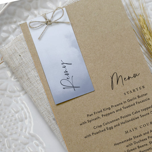 Winter Blue Guest Tag Menu Cards