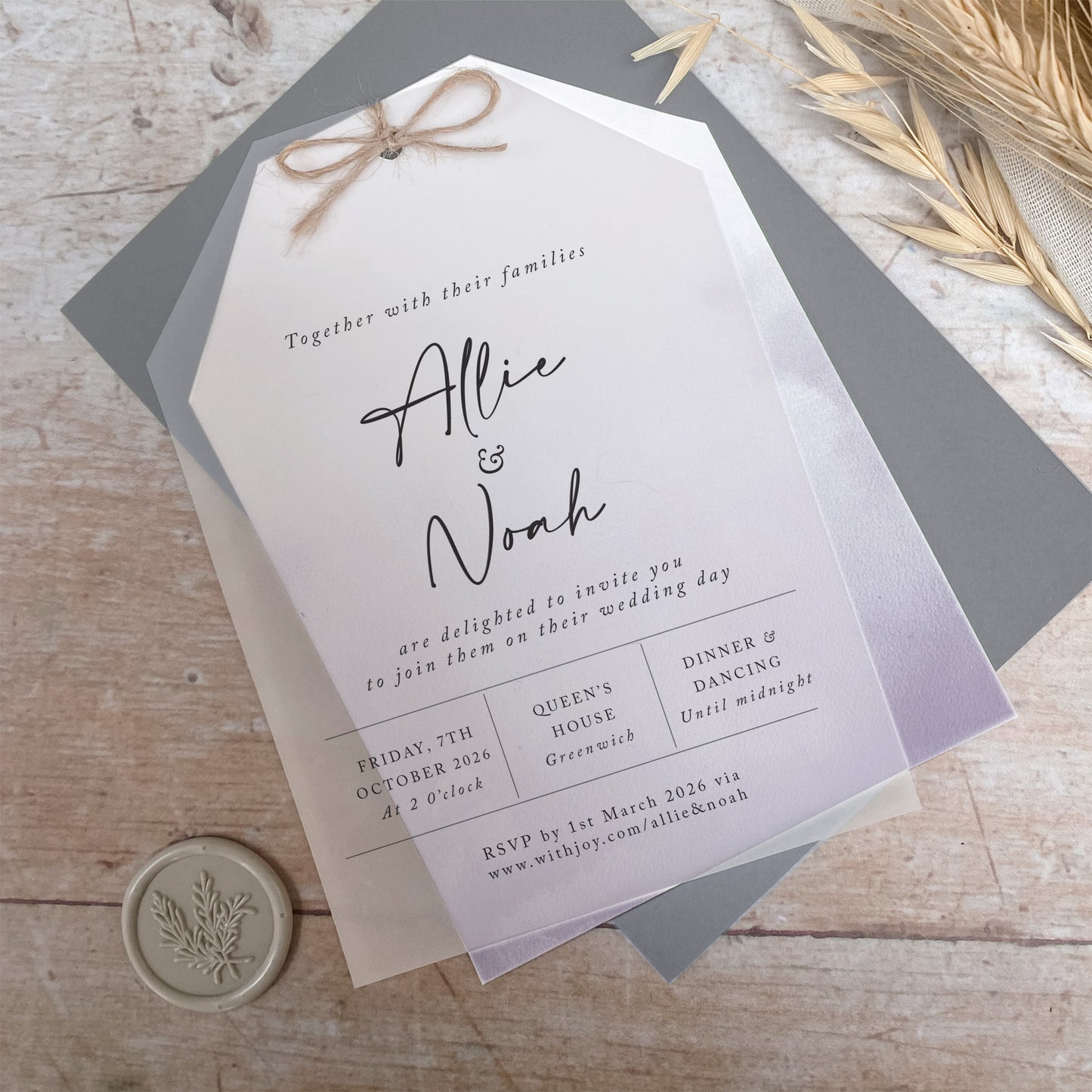 Lavender Vellum Tag Wedding Invitation