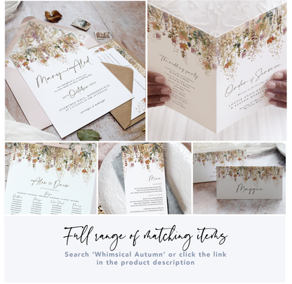 Whimsical Autumn Wedding Seating Plan Cards