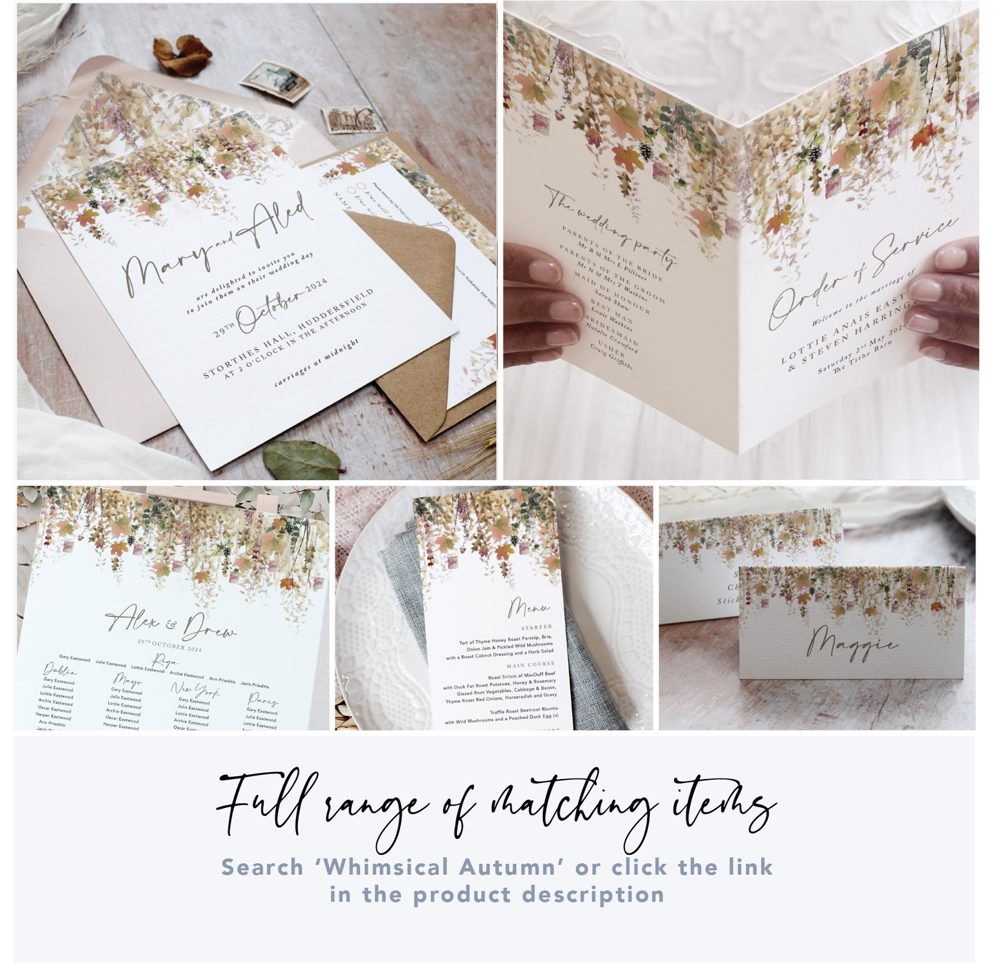 Whimsical Autumn Wedding Table Number Cards