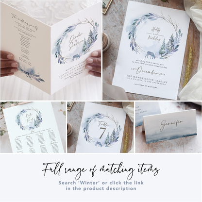 Winter Wedding Seating Plan Cards