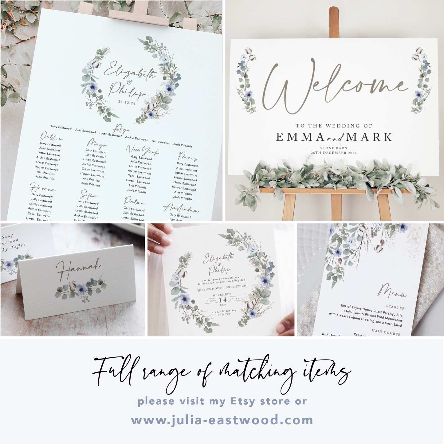 Winter Floral Wedding Save the Date Cards