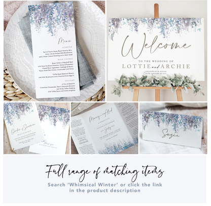 Whimsical Winter Wedding Seating Plan Cards