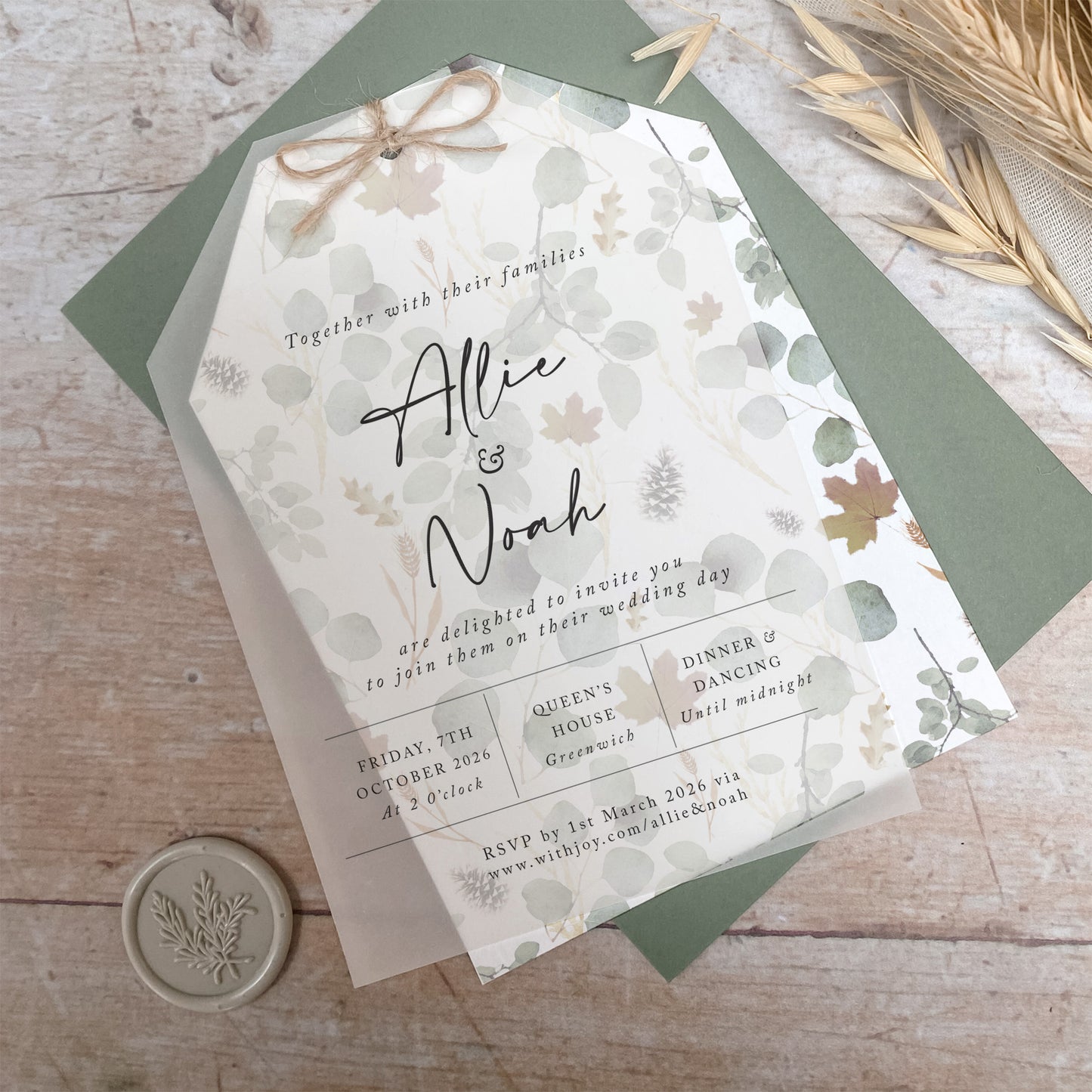 Autumn Willow Vellum Tag Wedding Invitation