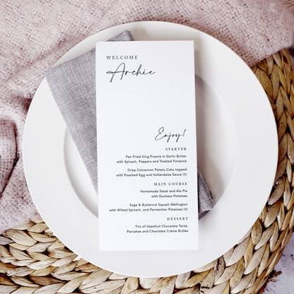 Elegant Wedding Menu Cards