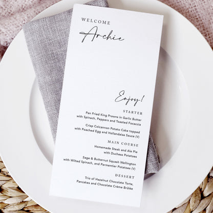 Elegant Wedding Menu Cards