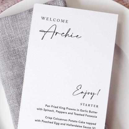 Elegant Wedding Menu Cards