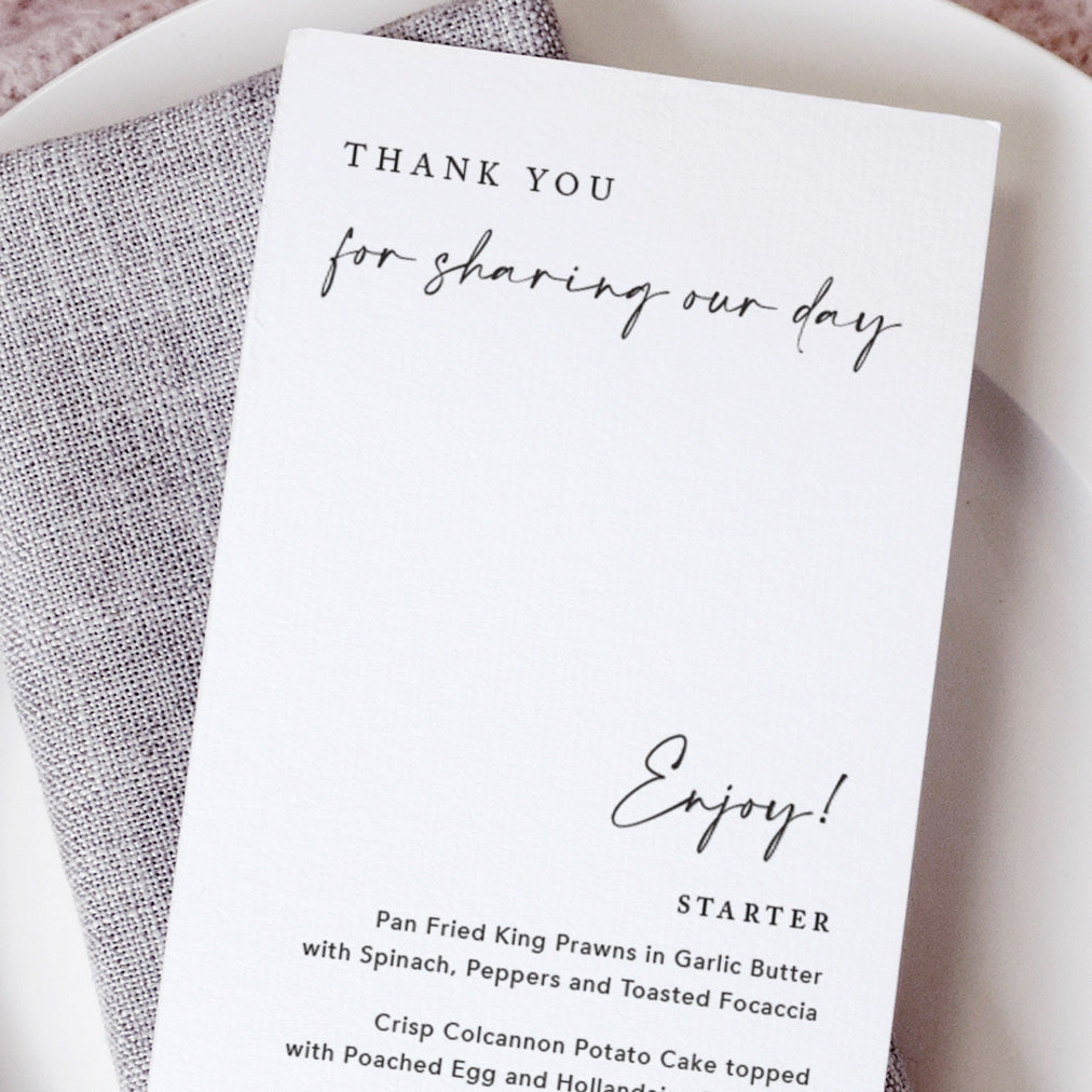 Elegant Wedding Menu Cards