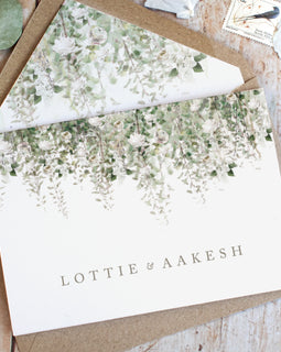 green foliage wedding invitations