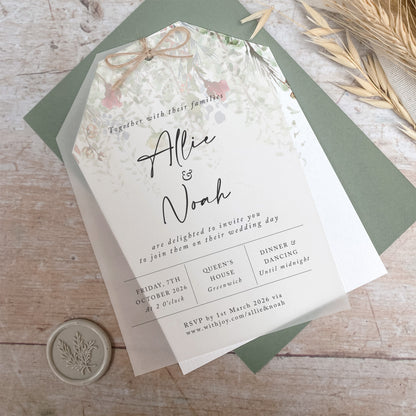 Whimsical Noel Vellum Tag Wedding Invitation