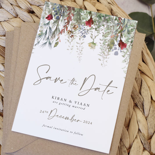 Whimsical Noel Wedding Save the Date Cards